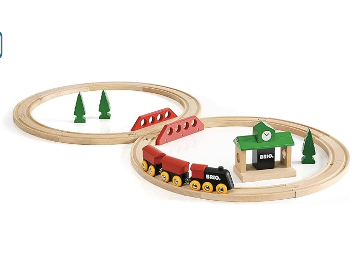 BRIO World Railway Starter Set classic wooden train set with tracks and trains