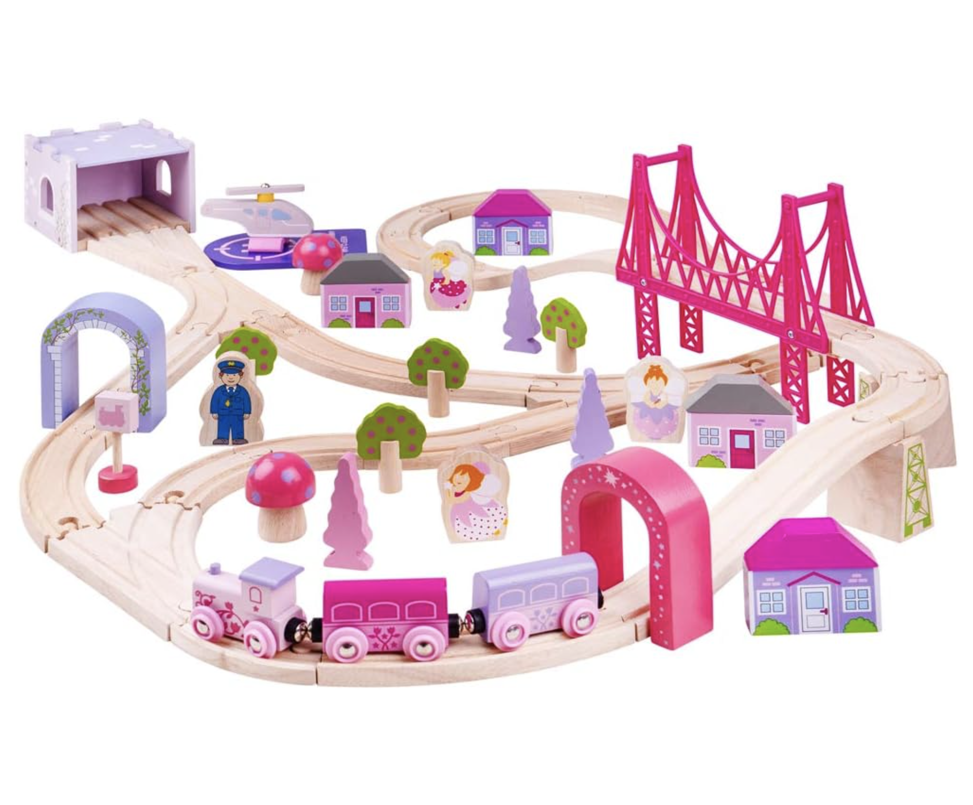 Classic Bigjigs Rail Wooden Train Set with tracks, trains, and accessories