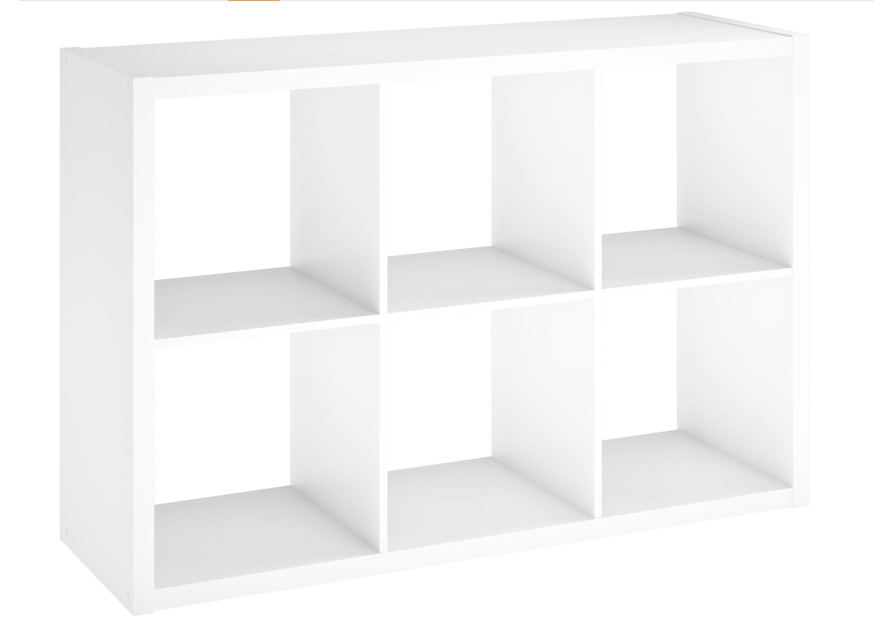 White 6-cube storage shelf organizer with open compartments for versatile toy and book storage.