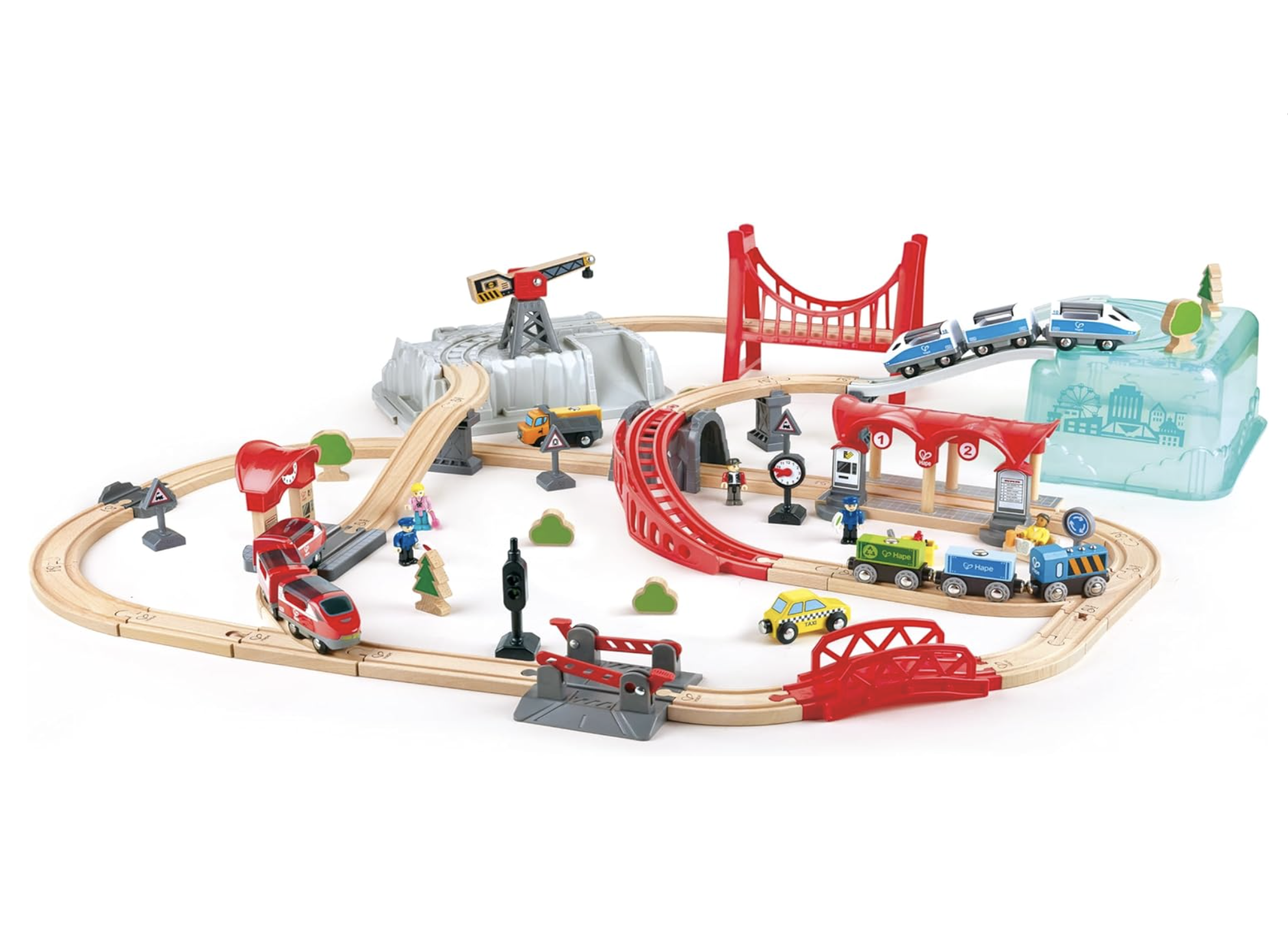 Hape Railway Wooden Train Set versatile train set with wooden tracks and trains for creative play