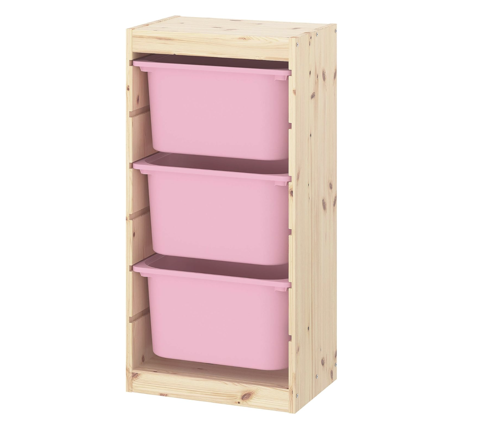 Modular storage unit with customizable bins for organizing children's toys in compact spaces.