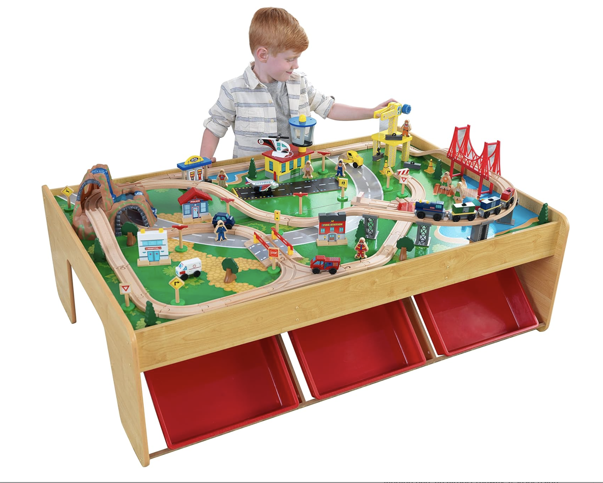 KidKraft Waterfall Mountain Train Set & Table detailed train set with a scenic table and accessories for imaginative play