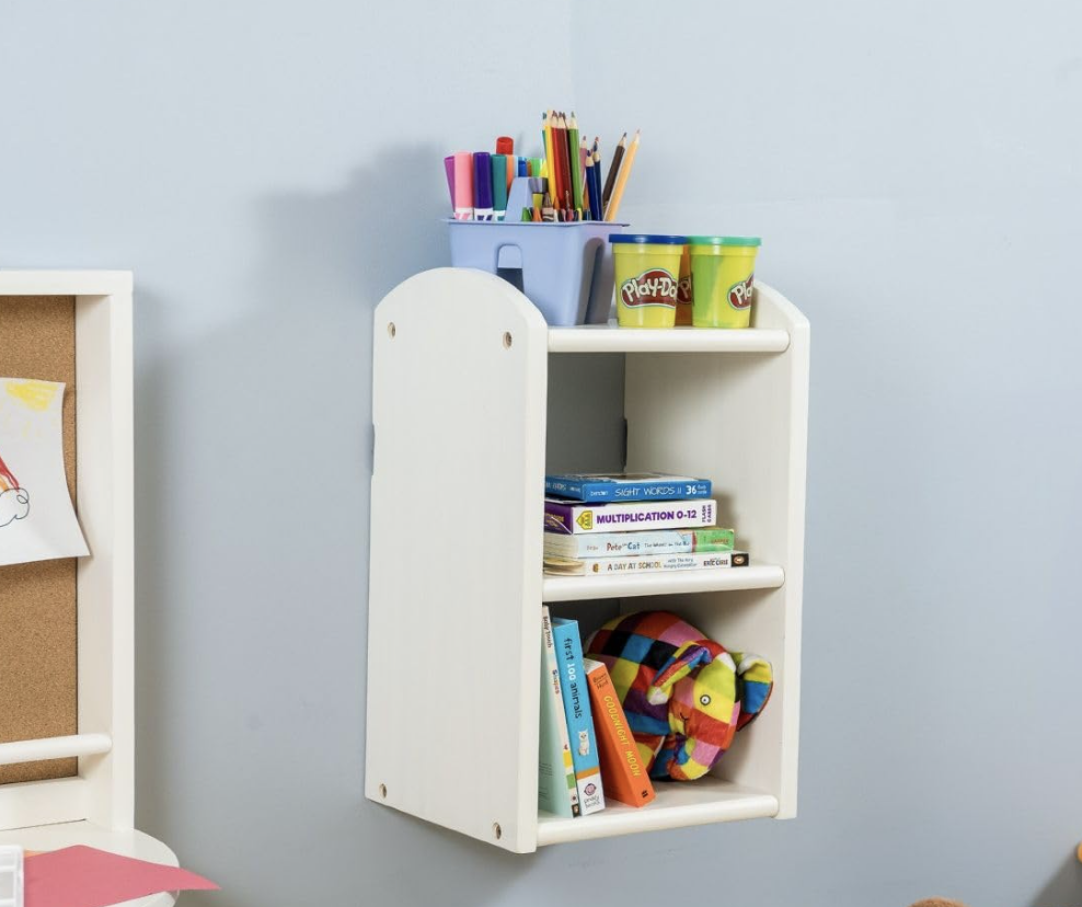 Bamboo wall book rack for kids’ rooms