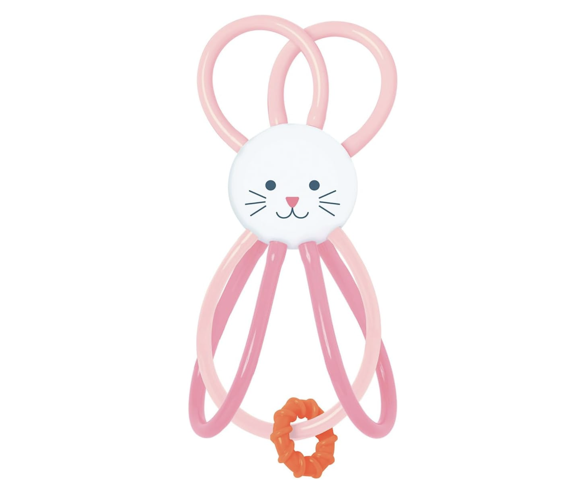 Colorful, sensory baby toy with soft, flexible rings